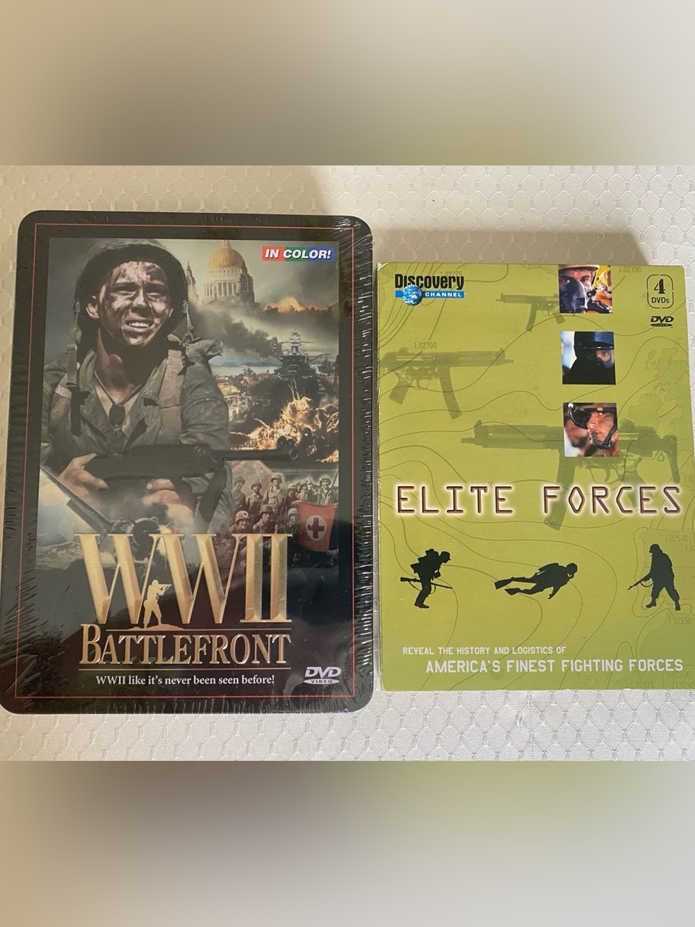Military History DVD Lot - WWII Battlefront Metal Tin Set NEW & Elite Forces Set